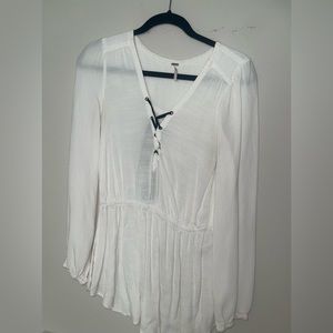 Free People White Linen Shirt